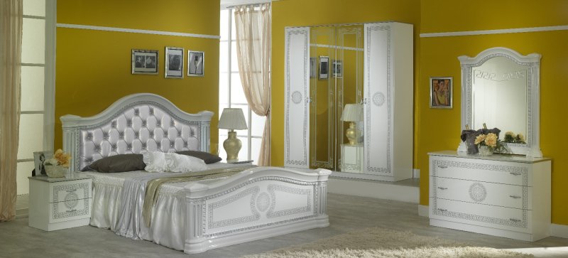 Ben Company Ben Company New Serena White & Silver Bedroom Group with 6 Door Wardrobe