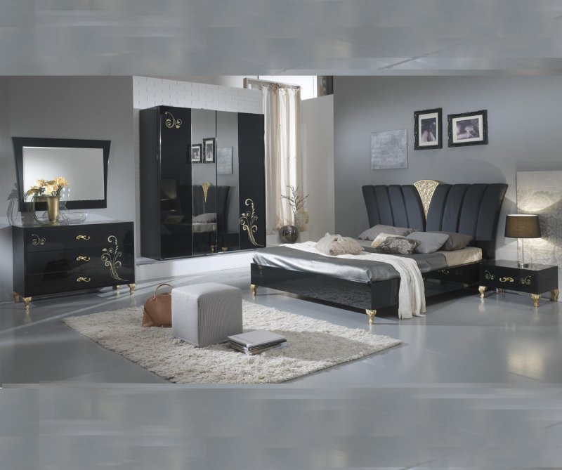 Ben Company Ben Company Sofia Black and Gold Bedroom Group Set