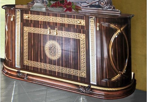 Ben Company Ben Company New Venus Walnut & Gold Corner 4 Door Buffet