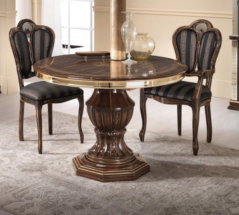 Ben Company Ben Company New Venus Walnut & Gold Round Table