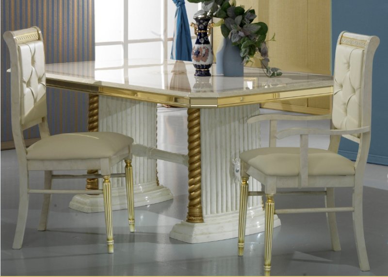 Ben Company Ben Company New Venus Beige& Gold Ext- Dining Table