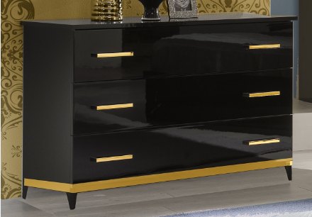 Ben Company Ben Company Elegance Black & Gold 3 Drawer Dresser