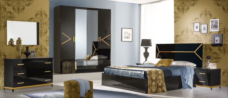 Ben Company Ben Company Elegance Black & Gold Bedroom Set