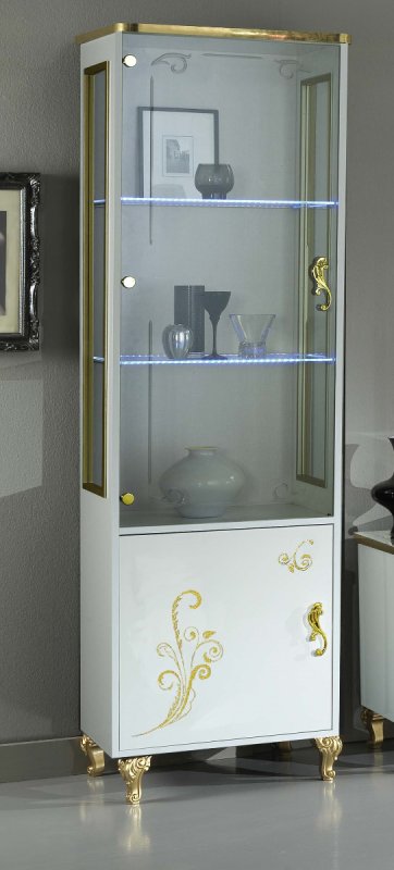 Ben Company Ben Company Sofia White and Gold 1 Door Vitrine