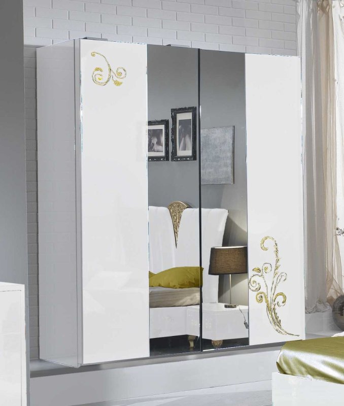 Ben Company Ben Company Sofia White and Gold Night Sliding Wardrobe