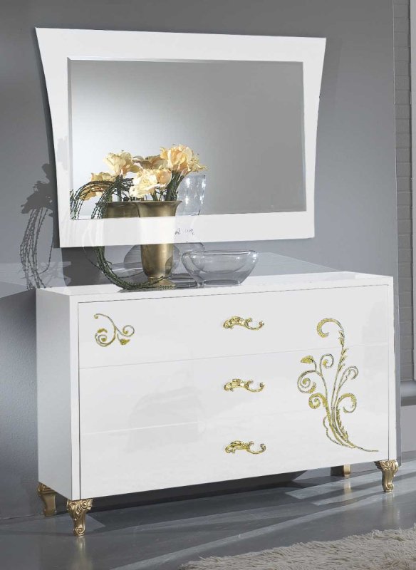 Ben Company Sofia White and Gold Night 3 Drawers Dresser