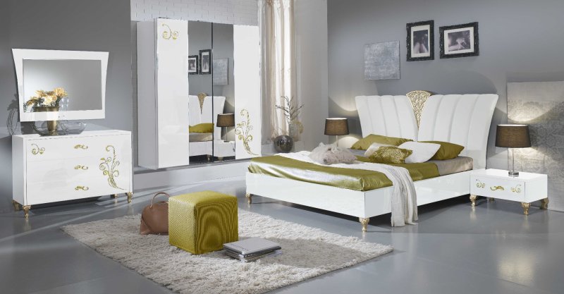 Ben Company Ben Company Sofia White and Gold Night Bedroom Set