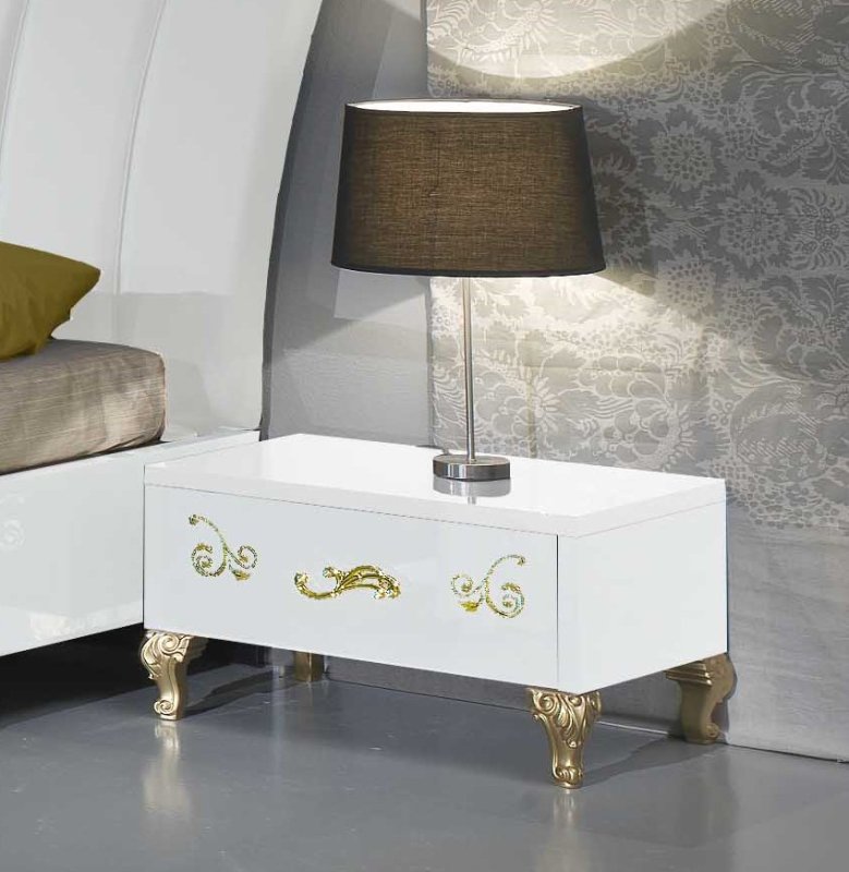 Ben Company Ben Company Sofia White and Gold Night Table