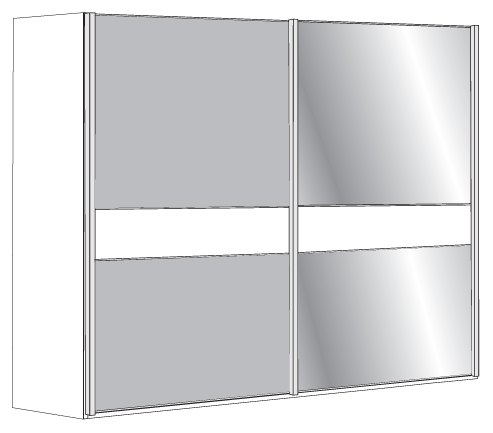 4 Door Sliding Wardrobe with 2 Centre Pebble Grey Glass and 2 Wooden Doors in Carcase Colour, all do