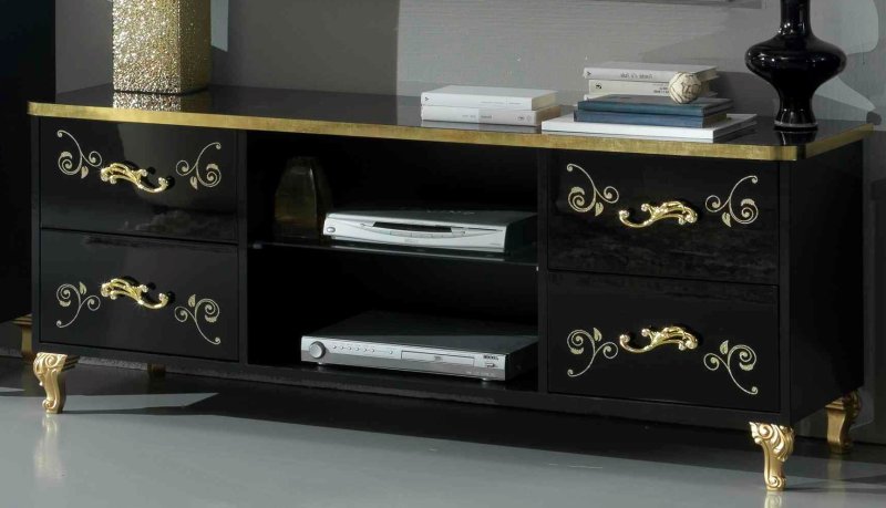 Ben Company Ben Company Sofia Black-Gold TV Stand Plasma