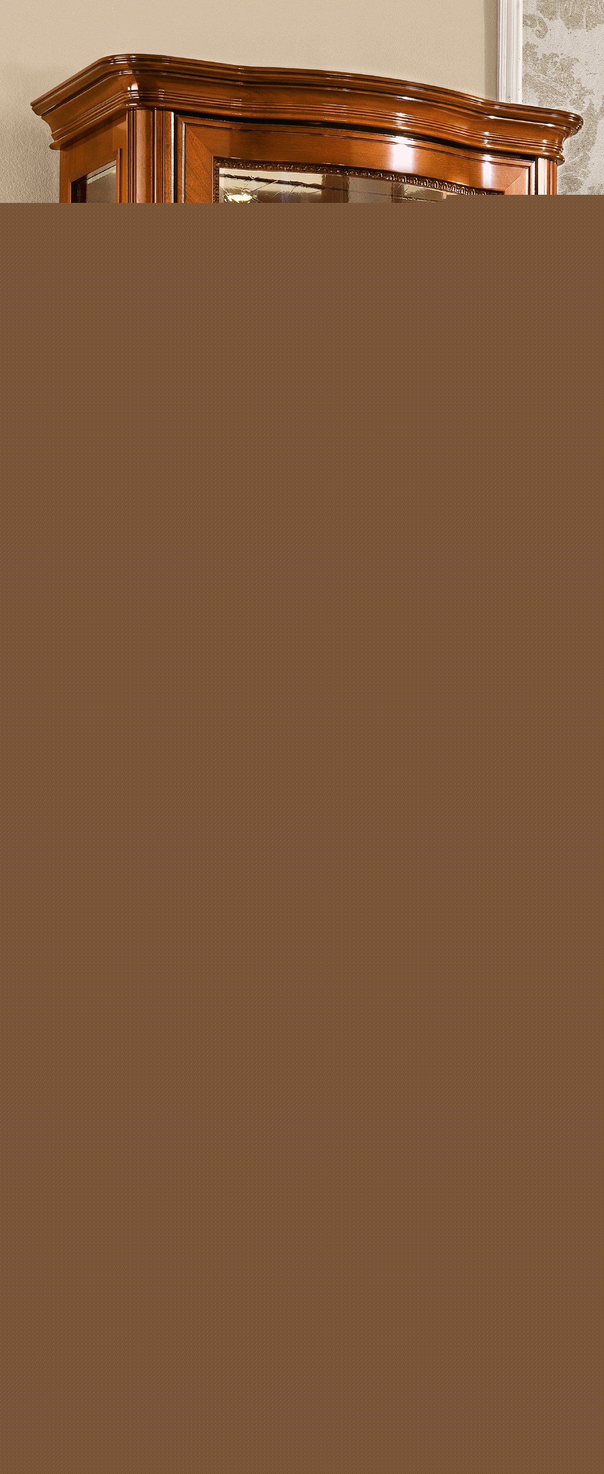 Camel Group Camel Group Torriani Walnut 1 Curved Door Vitrine With Mirror and LED Light
