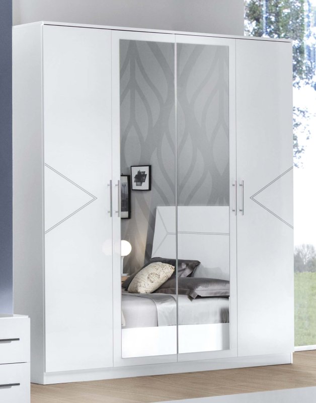 Ben Company Ben Company Elegance White and Silver 4 Door Wardrobe