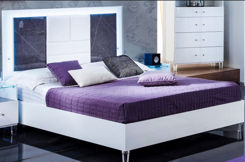 Ben Company Ben Company Cristal White Bed With Padded Headboard