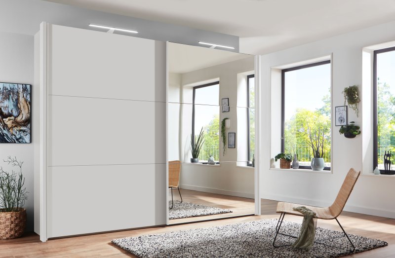 Wiemann Korfu 200 cm 2 Door Sliding Wardrobe in white carcase colour and mirror door