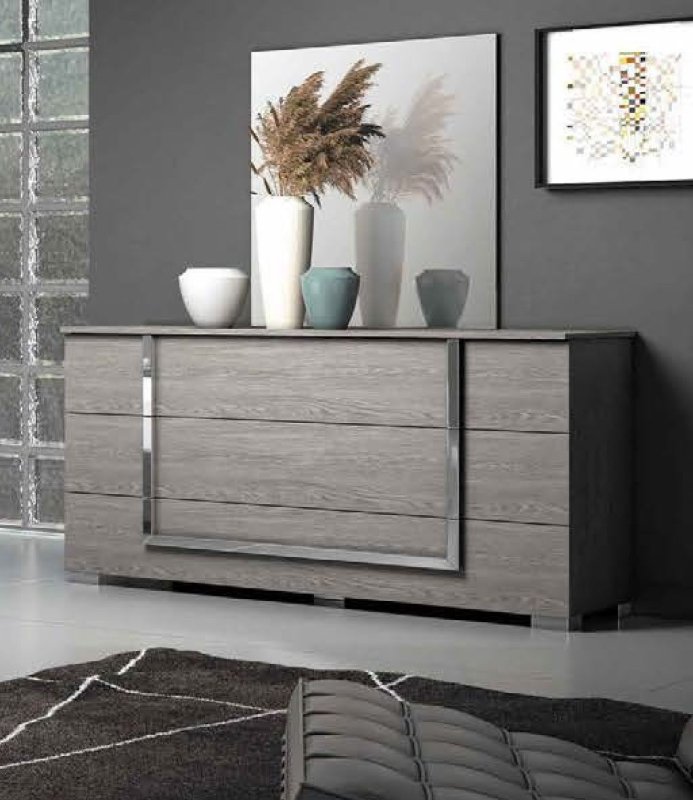 Tuttomobili Italy Tuttomobili Antonella Grey Oak 3 Drawers Dresser