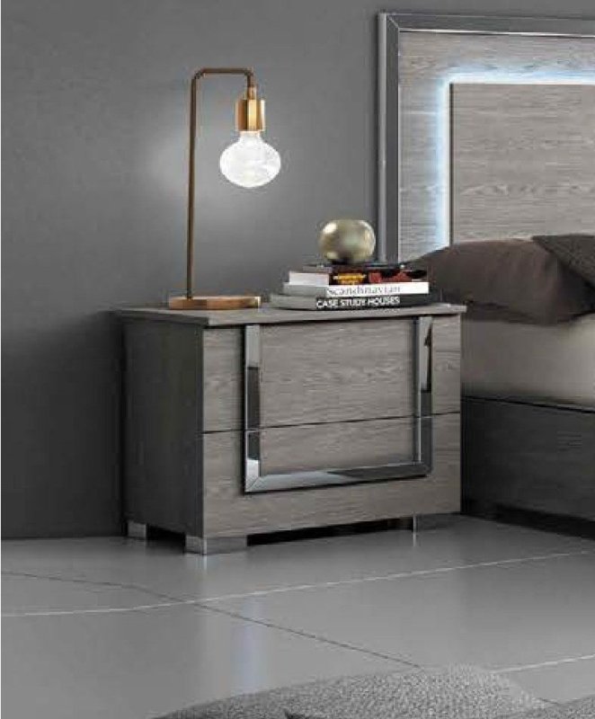 Tuttomobili Italy Tuttomobili Antonella Grey Oak 2 Drawers Night Stand