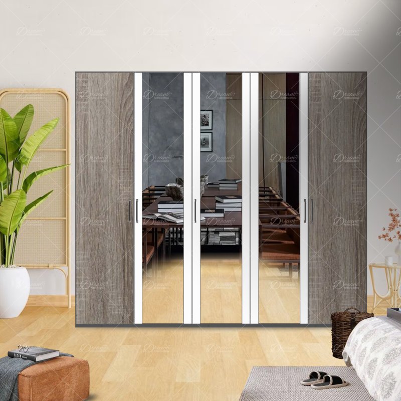 Wiemann German Furniture Wiemann Bern of width 250cm hinged-door wardrobe without cornice, with handles in silver/slate