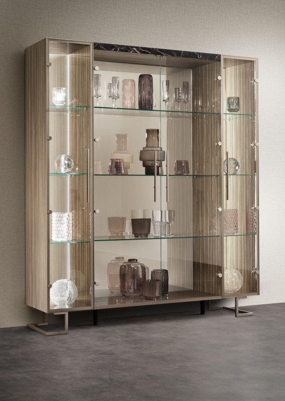 Arredoclassic Arredoclassic Adora Luce Dark 4 Doors Cabinet With Glass Shelves