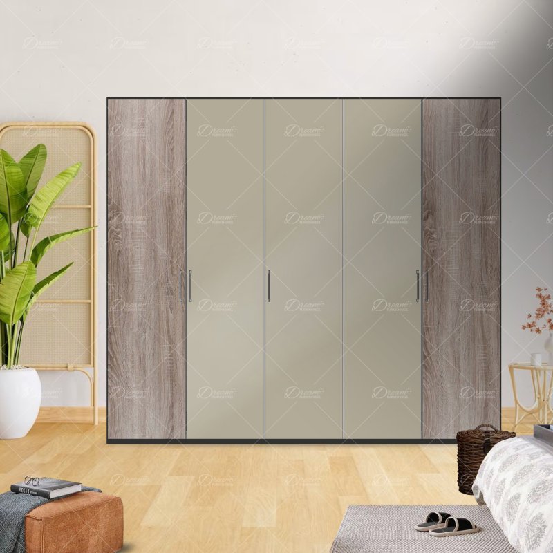 Wiemann German Furniture Wiemann Berlin hinged-door wardrobe of width 250cm without cornice, with handles in silver/slate