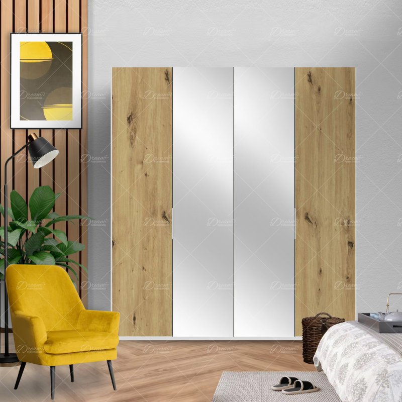 Wiemann German Furniture Wiemann Asmara hinged-door wardrobe of width 200cm without cornice, with handles in chrome/slate