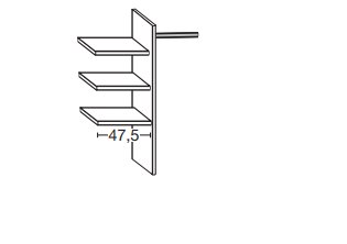Wiemann German Furniture Laundry Shelf Insert consisting of 3 adjustable shelves, 1 hanging rail, 1 mid panel for compartment width 80.1 cm  W 80.1cm x H 137 cm x D 51.5cm