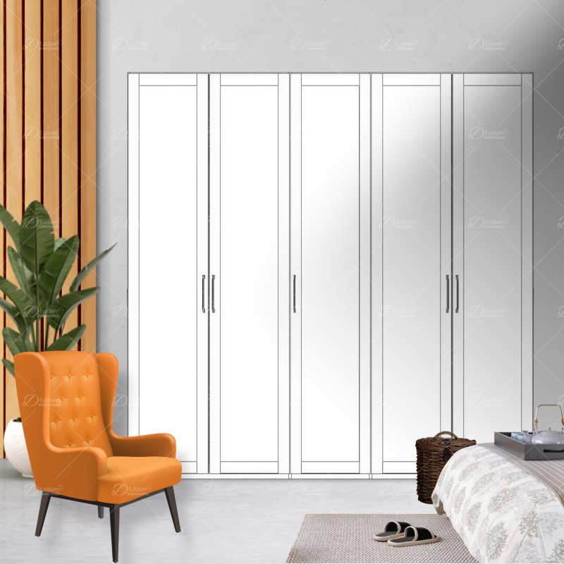 Wiemann German Furniture Wiemann Cambridge of width 250cm wooden or mirrored hinged 5 doors wardrobe with cornice without lights