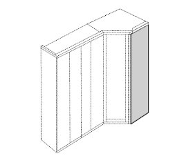 Wiemann German Furniture End panel for corner unit, can be used on left and right Front with trims W56cm x H216cm x D1.5cm