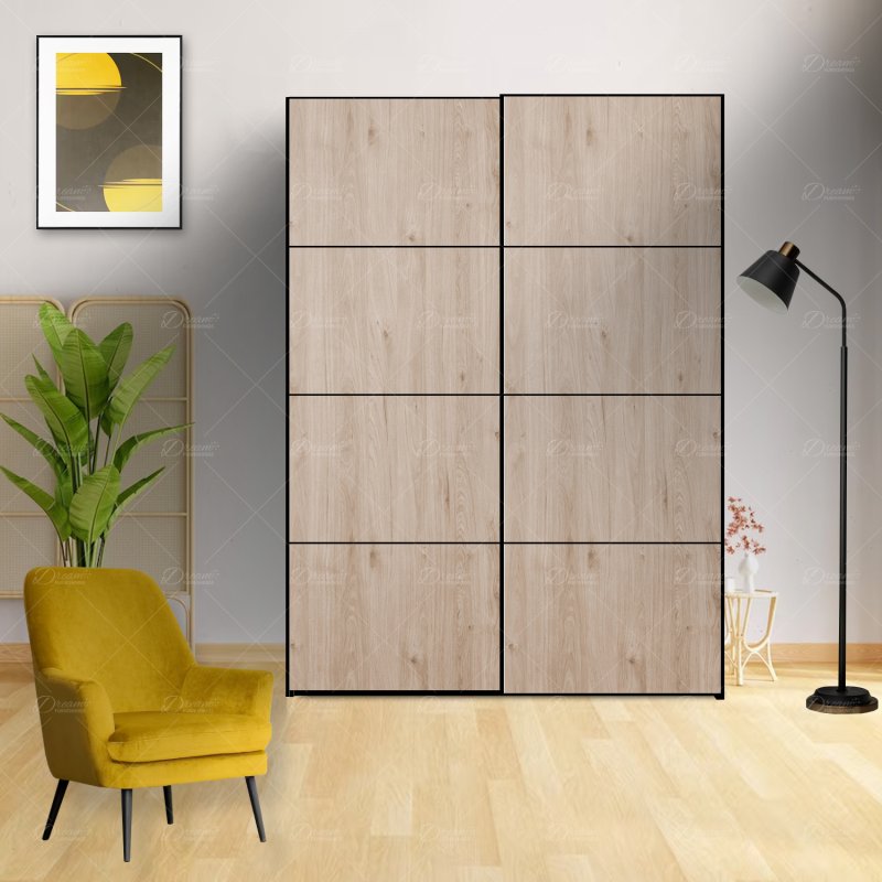 Wiemann German Furniture Wiemann Miami plus sliding door wardrobe of width 150cm 2 doors without Cornice, handle ledges in chrome/slate