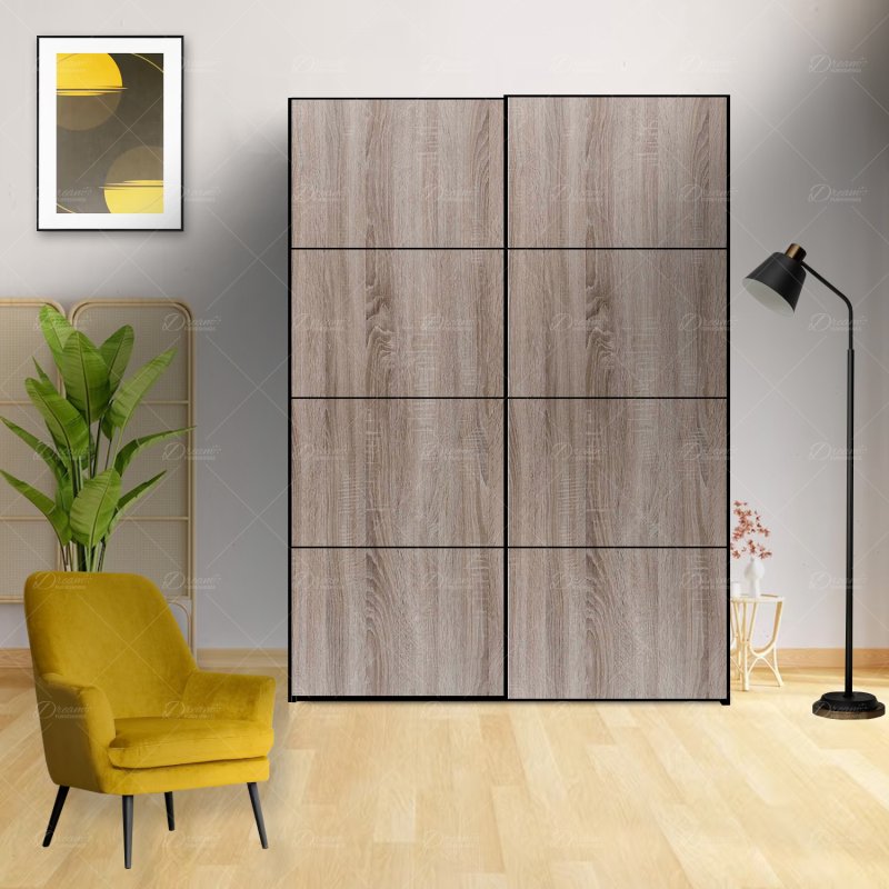 Wiemann German Furniture Wiemann Miami plus sliding door wardrobe of width 200cm 2 doors without Cornice, handle ledges in chrome/slate