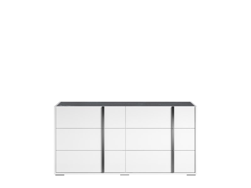 Status SRL Italy STATUS BIANCA WHITE & MARBLE EFFECT TOP DOUBLE DRESSER