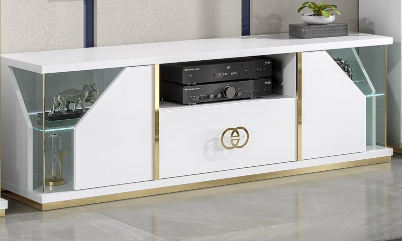 Accadueo H2O H2O Design Vogue White and Gold TV Unit