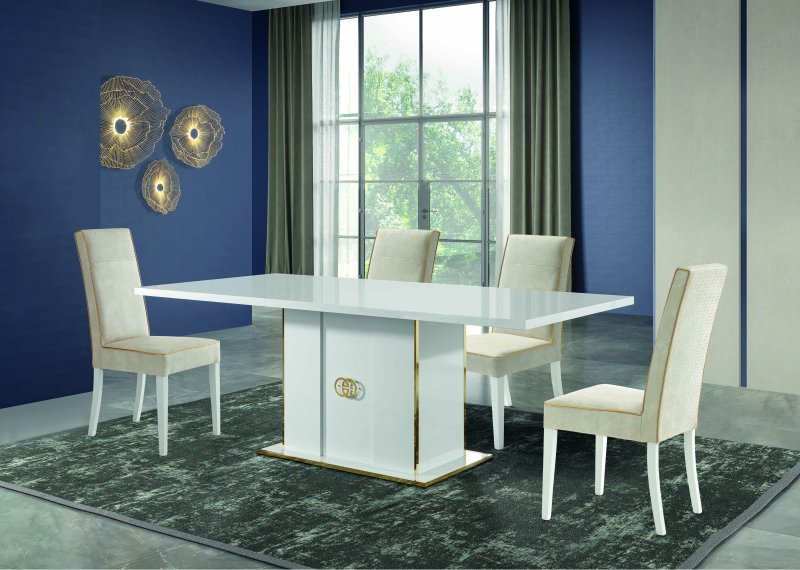 Accadueo H2O H2O Design Vogue White and Gold Extendable Table