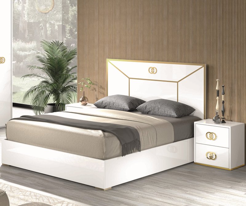 Accadueo H2O H2O Design Vogue White and Gold Bed