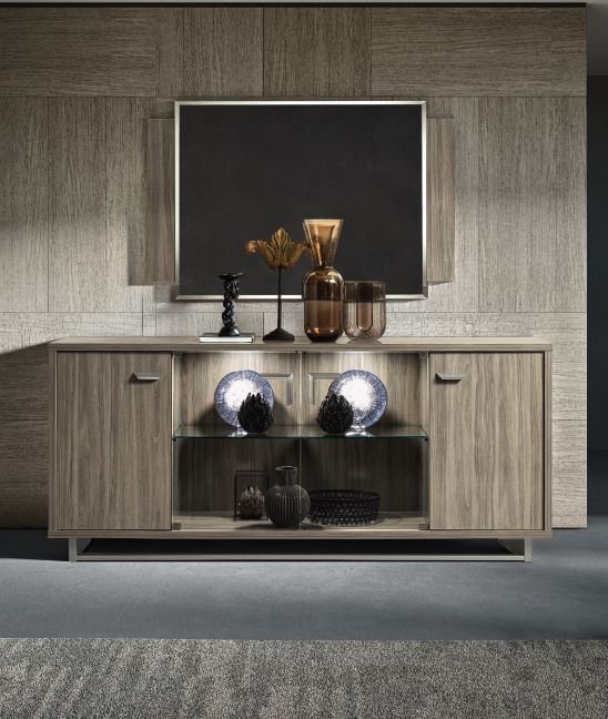 Camel Group Camel Group Volare Nickel 4 Door Buffet With Glass Doors