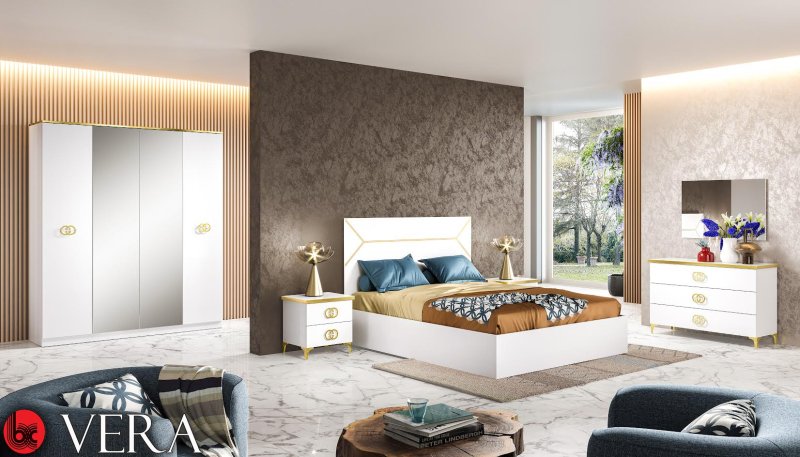 Ben Company Ben Company Vera Bedroom Group White & Gold