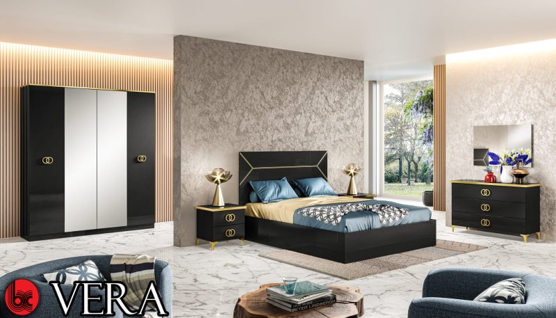 Ben Company Ben Company Vera Bedroom Group Black & Gold