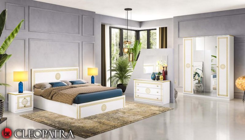 Ben Company Ben Company Cleopatra Bedroom Group White Gold