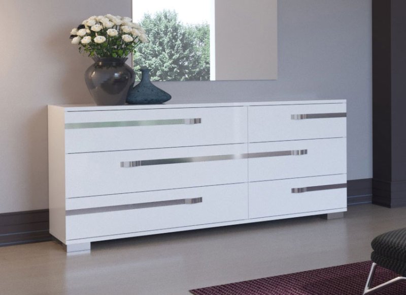 Status SRL Italy Status Volare Modern Italian White High Gloss Double Dresser