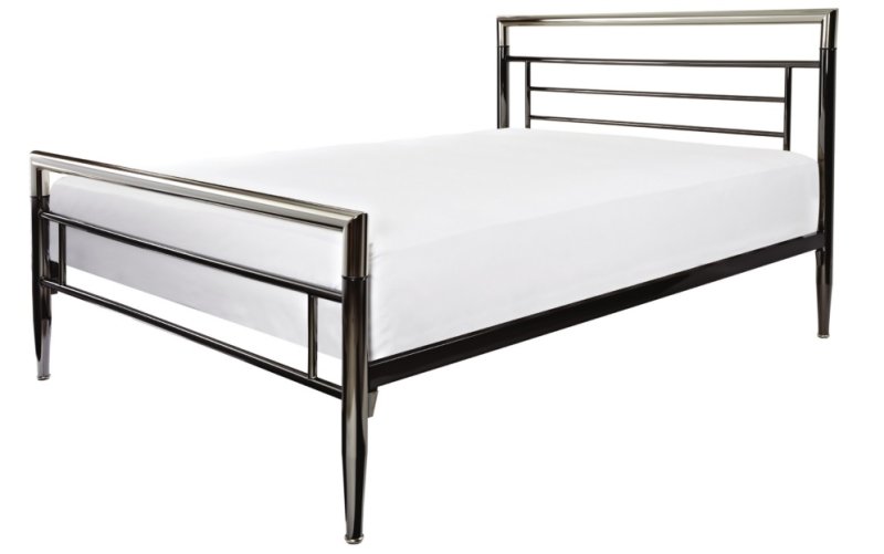 Crowther Mercury Bed in Silver Chrome & Black Nickel