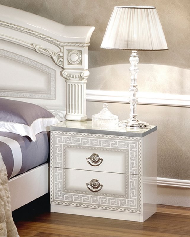 Camel Group Camel Group Aida White and Silver Bedside Table