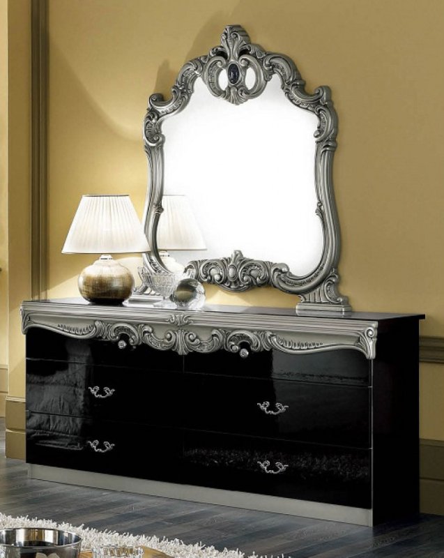 Camel Group Camel Group Barocco Black and Silver Dresser With Mirror