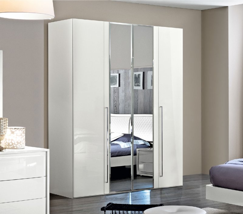 Camel Group Camel Group Dama Bianca White High Gloss 4 Door Mirror Wardrobe