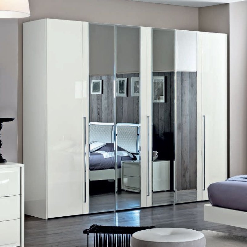 Camel Group Camel Group Dama Bianca White High Gloss 6 Door Mirror Wardrobe