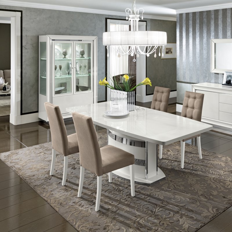 Camel Group Camel Group Dama Bianca White High Gloss Extending Dining Set