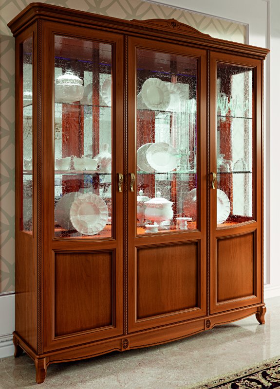 Camel Group Camel Group Fantasia Walnut 3 Door Vitrine With 3 LED Lights