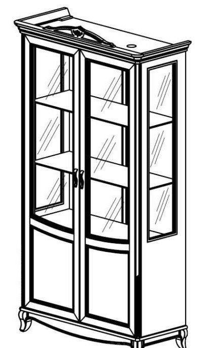 Camel Group Camel Group Fantasia Walnut 2 Door Vitrine With 2 LED Lights