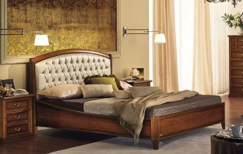 Camel Group Camel Group Nostalgia Walnut Curvo Legno Capitonne Bed Frame With Ring