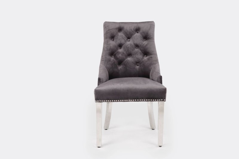 Dream Home Furnishings Majestic Dark Grey Velvet Dining Chair