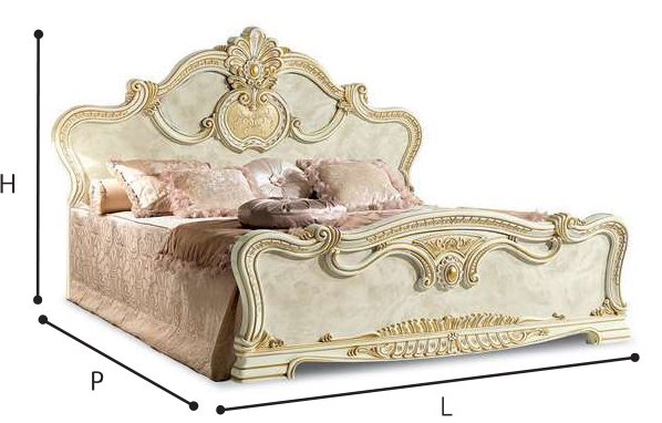 Camel Group Camel Leonardo Night Italian Ivory High Gloss and Gold Bed 180cm