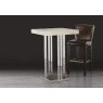 Stone International Elba Square Pub Table - Black Glass and Polished Stainless Steel Base